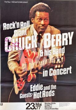 Berry, Chuck & Eddie And The Hot Rods -Concert Poster- Handsigned -23.5.1977 München Circus Krone