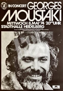 Georges Moustaki -Concert Poster Konzertplakat 8.5.1974 Heidelberg Stadthalle
