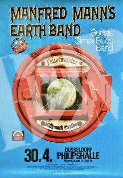 Manfred Mann´s Earth Band & Climax Blues Band - Concert Poster Konzertplakat 30.4.1975 Düsseldorf Philipshalle