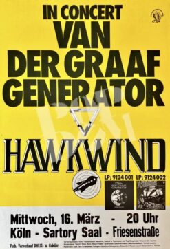 Van Der Graaf Generator & Hawkwind -Concert Poster- 16.3.1977 Köln Satory Saal