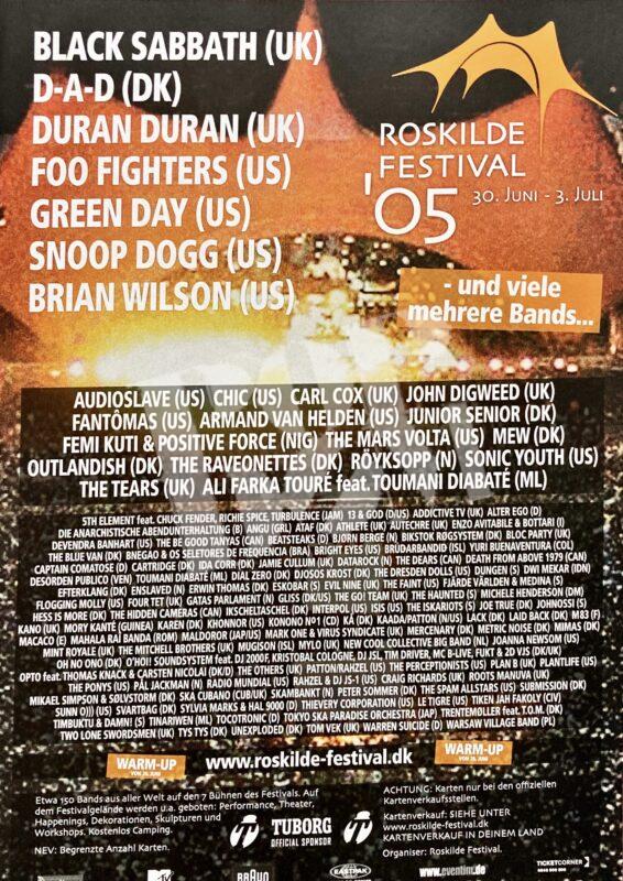 Roskilde Festival 2005 - Black Sabbath, Green Day, Snoop Dog- Concert Poster Konzert Plakat