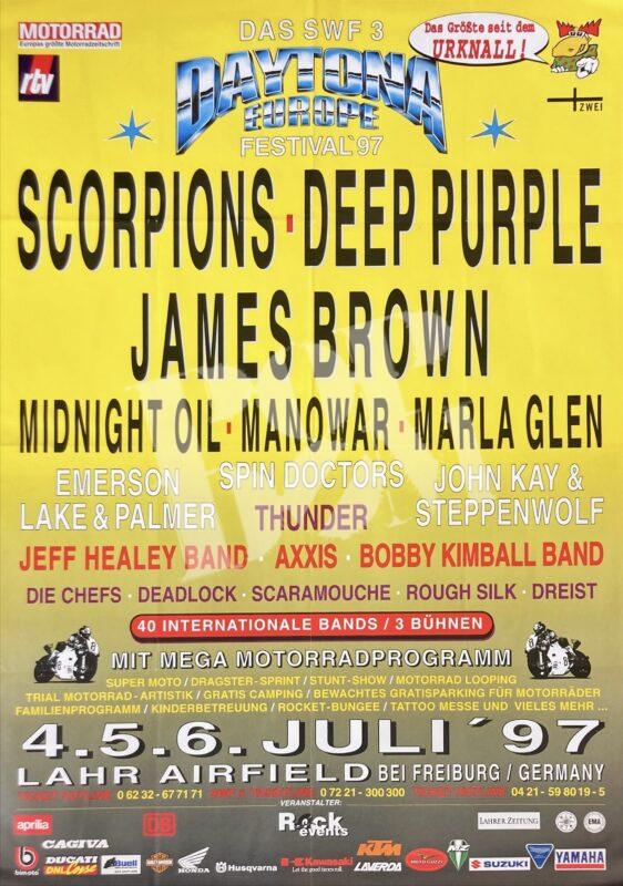Daytona Europe Festival: Deep Purple James Brown Konzertplakat Concert Poster 4.-6.7.1997 Lahr