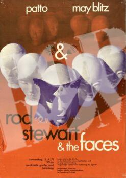 Rod Stewart & The Faces, May Blitz concert poster Konzertplakat 15.4.1971 Hamburg Musikhalle