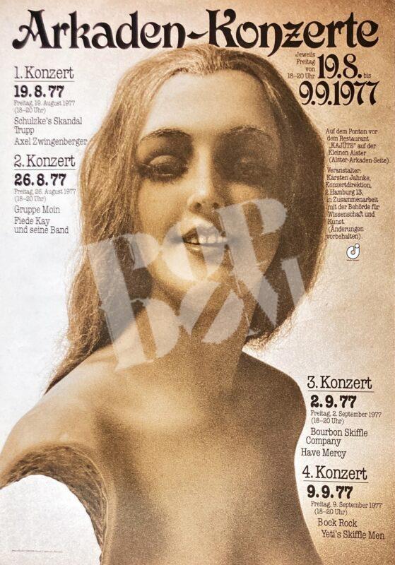 Arkaden-Konzerte: Schulzke´s Skandal Trupp, Axel Zwingenberger - Konzert Plakat Poster 19.-9.9.1977 Hamburg