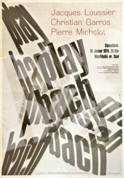 Play Bach: Jacques Loussier - concert poster affiche Konzertplakat 19.1.1974 Hamburg Musikhalle