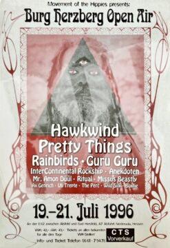 Burg Herzberg Festival: Hawkwind, Rainbirds - Konzertplakat concertposter 19.-21.7.1996
