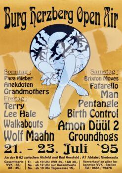 Burg Herzberg Open Air: Amon Düül Konzertplakat Tour Poster 21-23.7.1995
