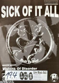 Sick of it all, Visions of Disorder - concert poster Konzertplakat 19.4.1997 Köln Live Music Hall