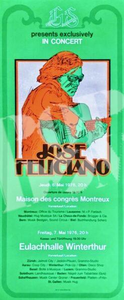 Jose Feliciano - concert poster affiche Plakat 6.5.1976 Montreux Maison des congès