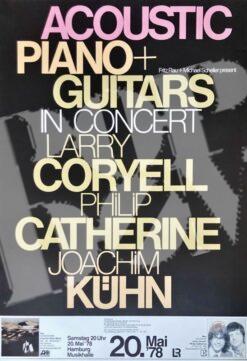 Acoustic Piano + Guitars: Larry Coryell, Philip Caterine, Joachim Kühn - concert poster 20.5.1978 Hamburg