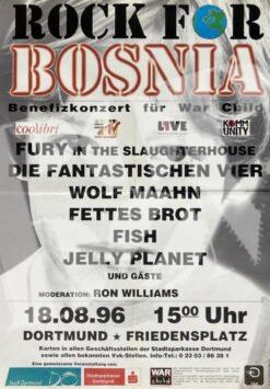 Rock for Bosnia: Die Fantastischen Vier, Fettes Brot - Konzertplakat concert poster 18.8.1996 Friedensplatz Dortmund