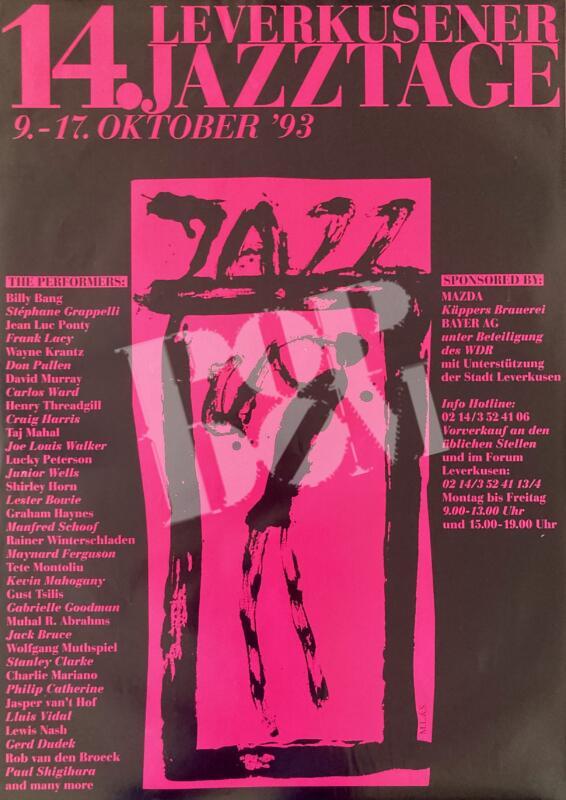 14. Leverkusener Jazztage: Jean Luc Ponty, Stanley Clarke - Konzertplakat concert poster 9.-17.10.1993