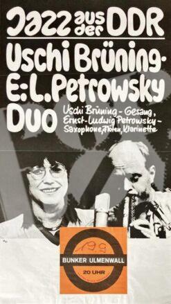 Jazz aus der DDR Uschi Brüning + Ernst-Ludwig Petrowsky Duo - Konzert Plakat Poster 19.9.1986 Bunker Ulmenwall Bielefeld