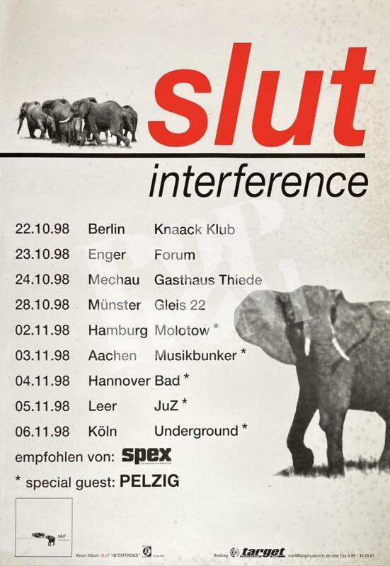 Slut, Pelzig - Konzertplakat concert poster 22.10.1998 Knaack Club Berlin