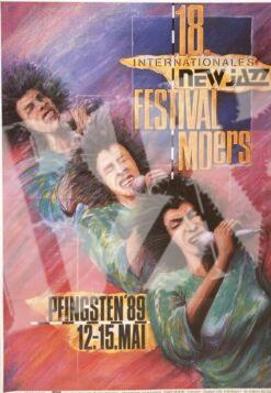 18. New Jazz Festival Moers: John Zorn & Naked City - concert poster Konzertplakat 12.-15.5.1989