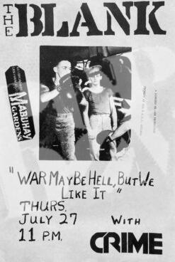 Crime, The Blank - concert poster Konzertplakat 27.7.1978 Mabuhay Gardens San Francisco