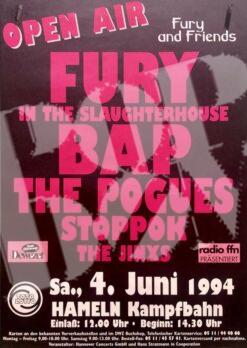 Fury in the Slaughterhouse, BAP - Konzertplakat concert poster 4.6.1994 Kampfbahn Hameln