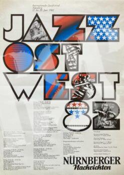 Jazz Ost West Festival: Don Friedman, Attila Zoller Duo, Uwe Kropinsky - Konzert Plakat concert poster 16.6.-4.7.1982 Nürnberg