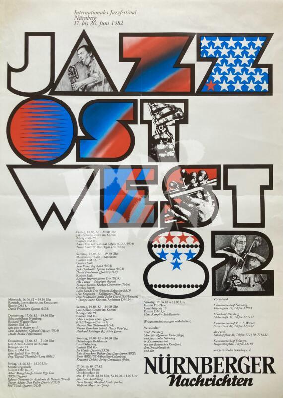 Jazz Ost West Festival: Don Friedman, Attila Zoller Duo, Uwe Kropinsky - Konzert Plakat concert poster 16.6.-4.7.1982 Nürnberg