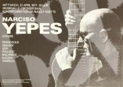 Narcisco Yepes - cartell de concierto concert poster Konzertplakat 27.4.1977 Hamburg
