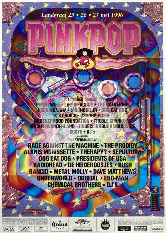 Pink Pop: Rage Against the Machine, Underworld, Chemical Brothers - Konzertplakat concert poster 25.-27.5.1996