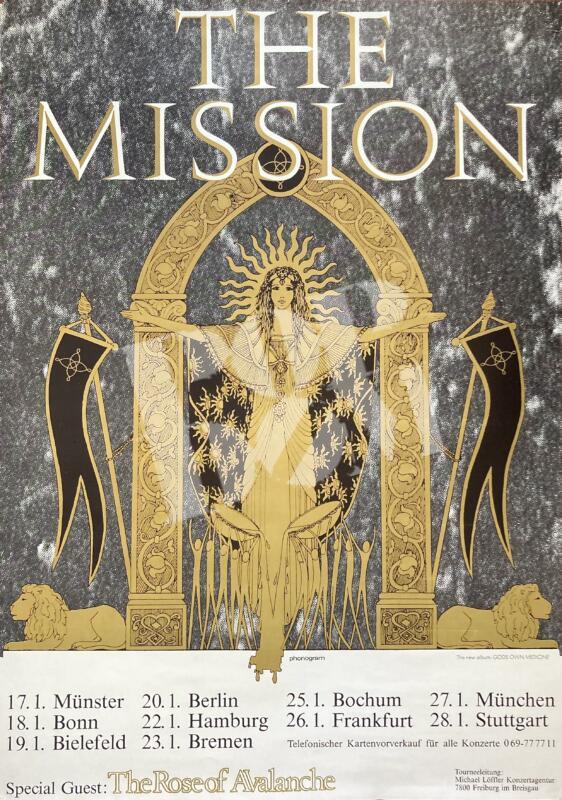 The Mission, The Rose of Avalanche concert poster Konzertplakat 17.11.1987 first German Tour