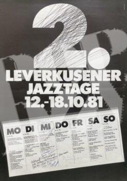 2. Leverkusener Jazztage: Jasper van´t Hof Group, Stu Goldberg - Konzertplakat concert poster 12.-18.10.1981 Topos
