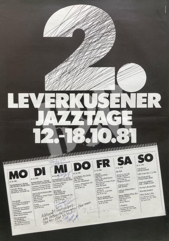 2. Leverkusener Jazztage: Jasper van´t Hof Group, Stu Goldberg - Konzertplakat concert poster 12.-18.10.1981 Topos