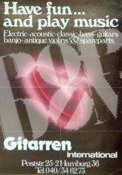 Gitarren International - Werbeplakat advertisment poster Hamburg Ende der 1970er Jahre