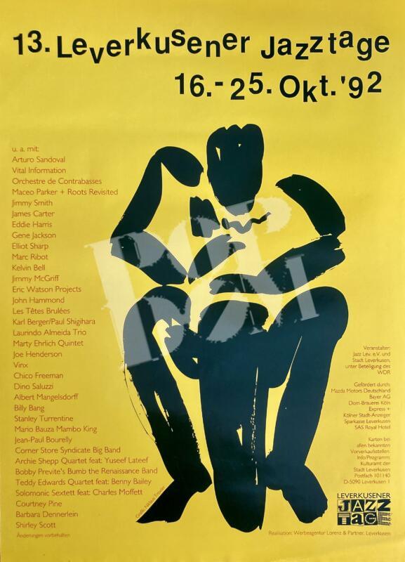 13. Leverkusener Jazztage: Jimmy Smith, Maceo Parker & Roots Revisted - concert poster Konzertplakat 16.-25.10.1992