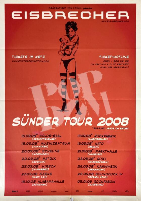Eisbrecher, Jesus on Extasy - Konzert Plakat Concert Poster 16.9.2008 Colos Saal Aschaffenburg