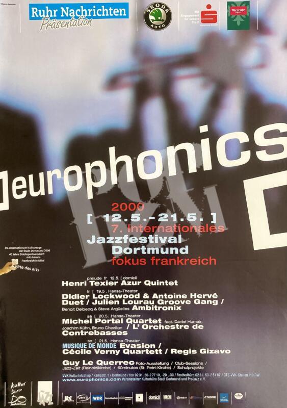 Europhonics: Henri Texier Azur Quintet - Konzertplakat concert poster 12.-21.5.2000 Dortmund