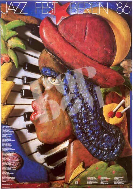 Jazz Fest Berlin: Don Cherry, Lester Bowie - Huge Concert Poster Konzertplakat 29.10.-2.11.1986 Philharmonie